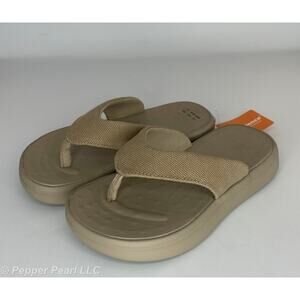 Flip Flop Thong Sandal Khaki Womens Size 5 Kids 2.5 Soft Science Skiff Canvas